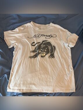 Ed Hardy Black Panther Logo T Shirt size large